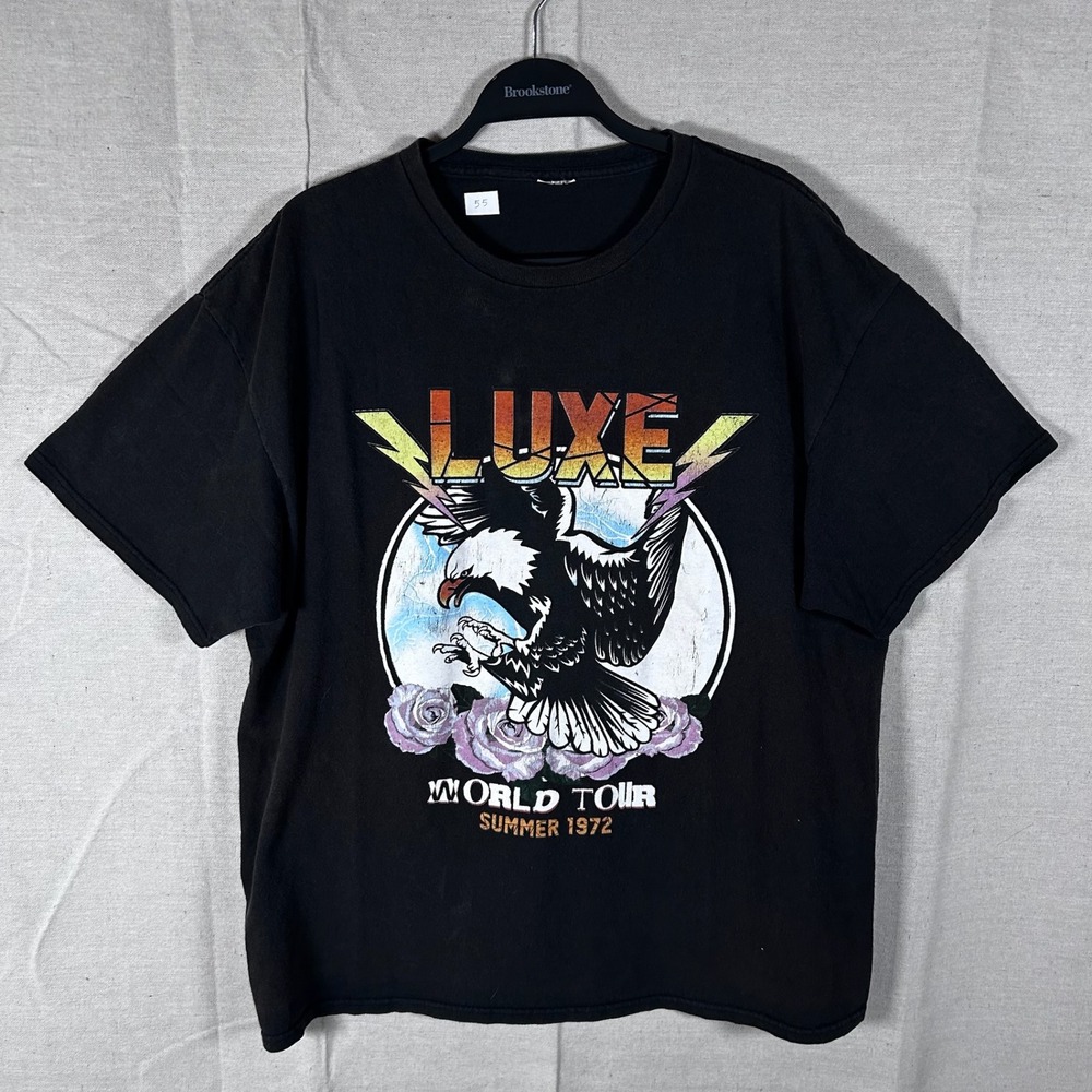 Luxe World Tour Summer‎ 1972 Graphic Tee Black Eagle Rock T-Shirt XL